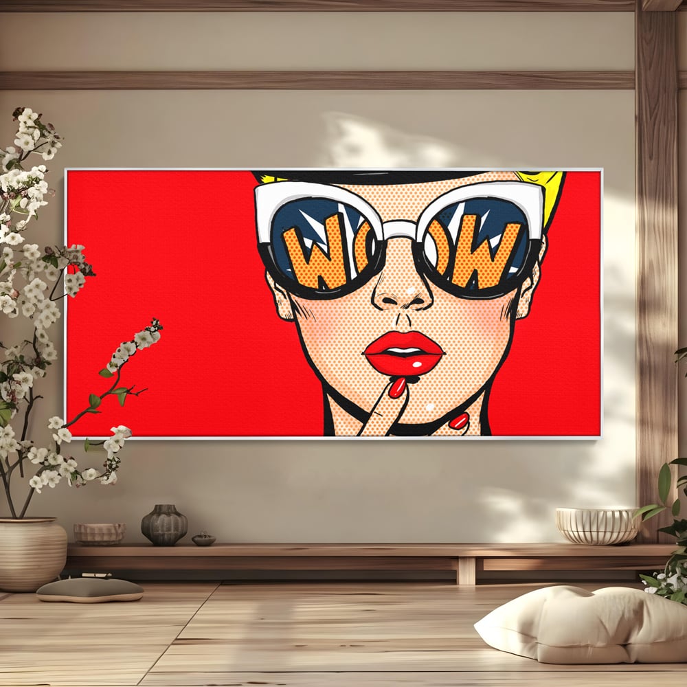 Leinwand Wandkunst Premium LuxCanva® C1095, Pop-Art-Gemälde, Frau, schön, Wohnzimmer, Schlafzimmer, entspannend, lebendige Farben