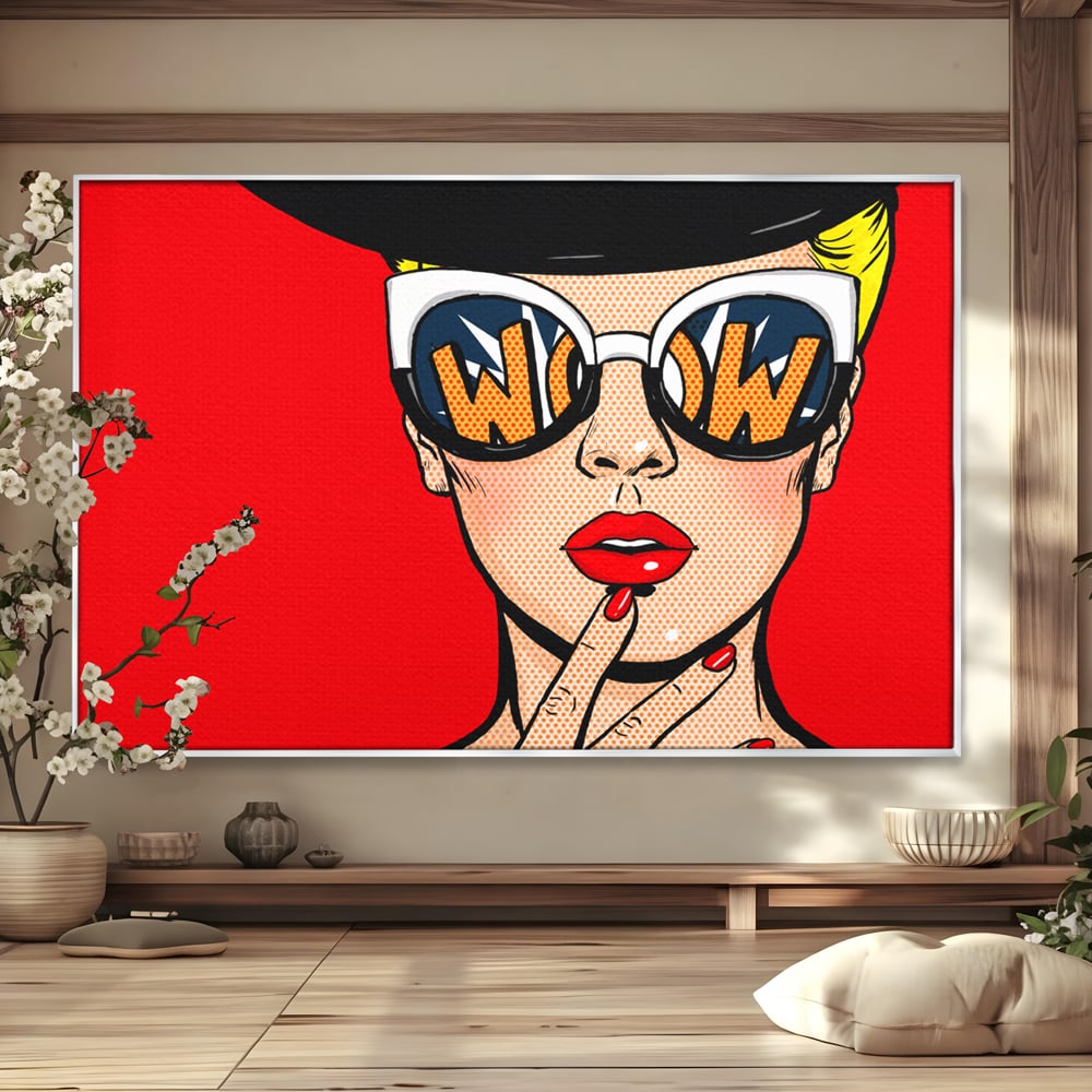 Leinwand Wandkunst Premium LuxCanva® C1095, Pop-Art-Gemälde, Frau, schön, Wohnzimmer, Schlafzimmer, entspannend, lebendige Farben