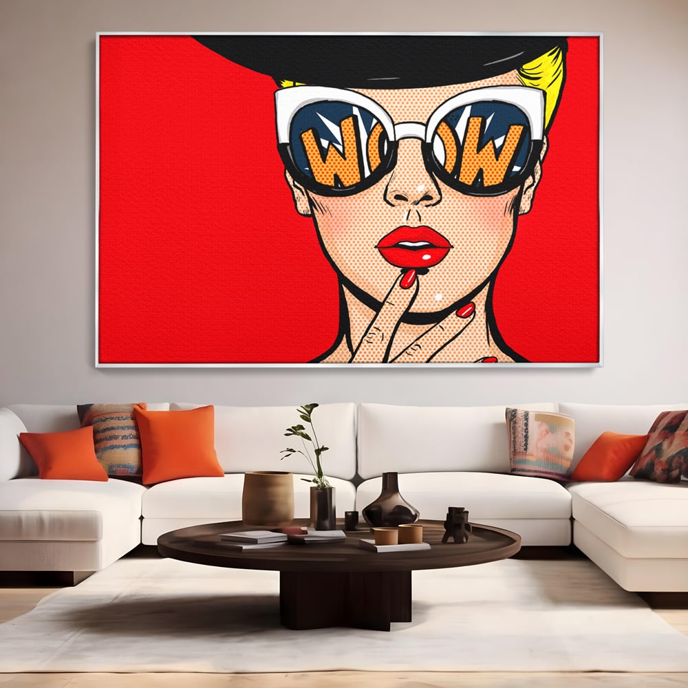Leinwand Wandkunst Premium LuxCanva® C1095, Pop-Art-Gemälde, Frau, schön, Wohnzimmer, Schlafzimmer, entspannend, lebendige Farben