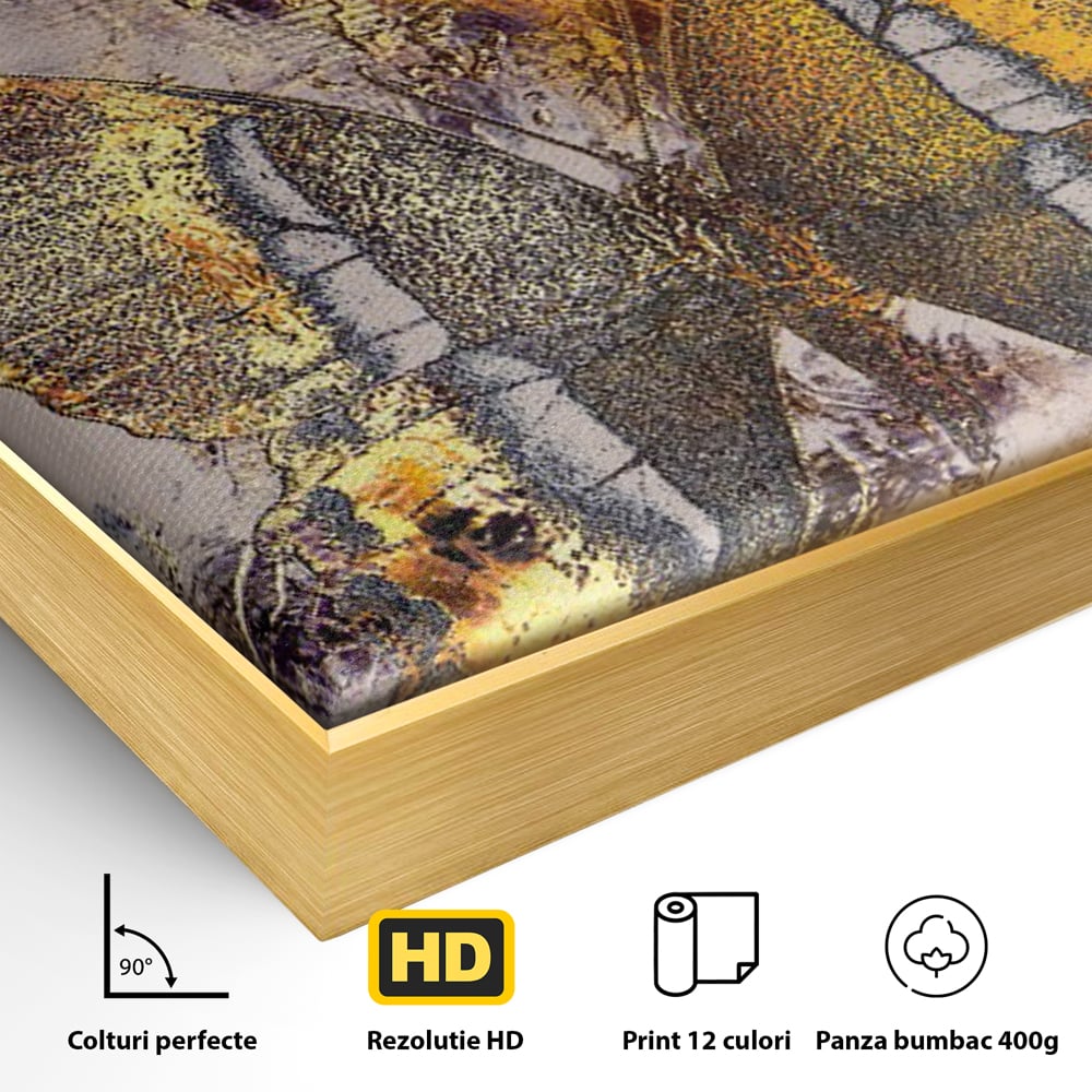 Tablou Canvas Premium LuxCanva® C1096, Fluture Auriu , Fluture, Beautiful, Auriu, Living Room, Bedroom, Relaxare, Culori Vibrante