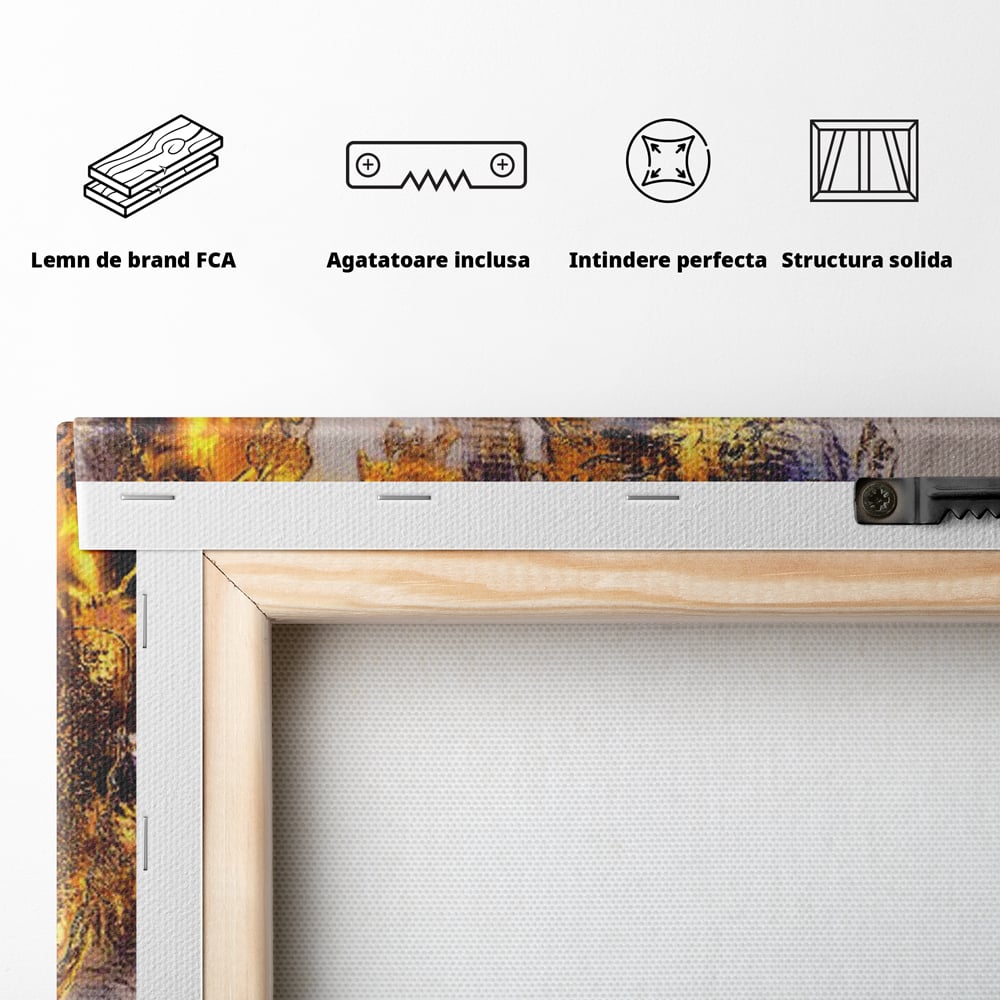 Tablou Canvas Premium LuxCanva® C1096, Fluture Auriu , Fluture, Beautiful, Auriu, Living Room, Bedroom, Relaxare, Culori Vibrante