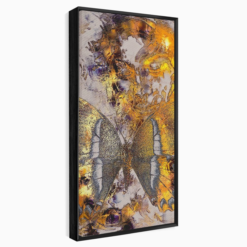 Tablou Canvas Premium LuxCanva® C1096, Fluture Auriu , Fluture, Beautiful, Auriu, Living Room, Bedroom, Relaxare, Culori Vibrante