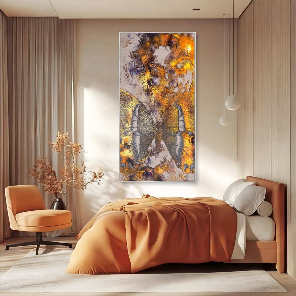 Tablou Canvas Premium LuxCanva® C1096, Fluture Auriu , Fluture, Beautiful, Auriu, Living Room, Bedroom, Relaxare, Culori Vibrante