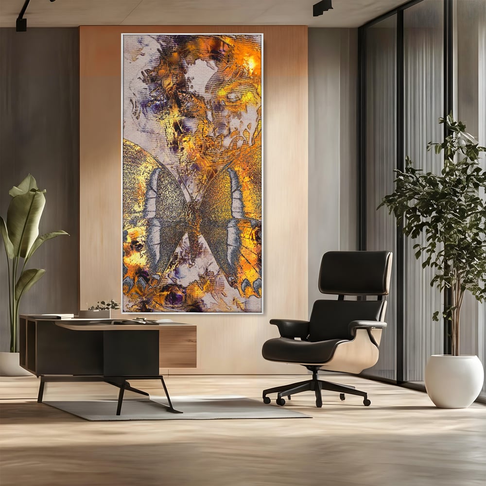 Tablou Canvas Premium LuxCanva® C1096, Fluture Auriu , Fluture, Beautiful, Auriu, Living Room, Bedroom, Relaxare, Culori Vibrante
