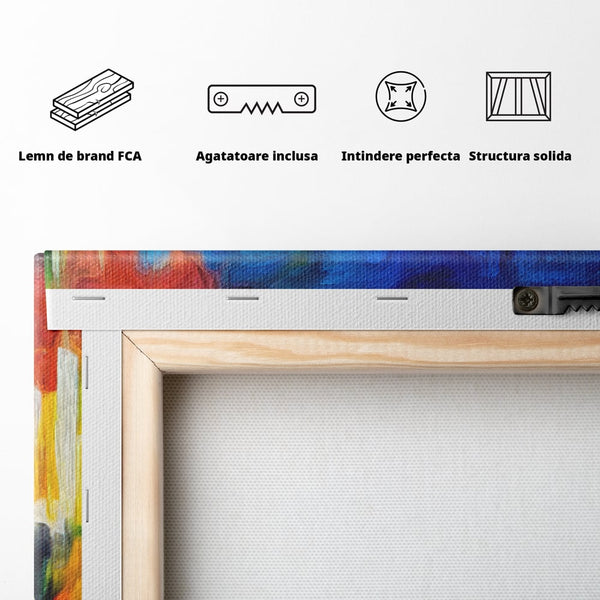 Tablou Canvas Premium LuxCanva® C1098, Downtown Painting Abstract ,Buildings, Abstract, Living Room, Bedroom, Relaxare, Culori Vibrante