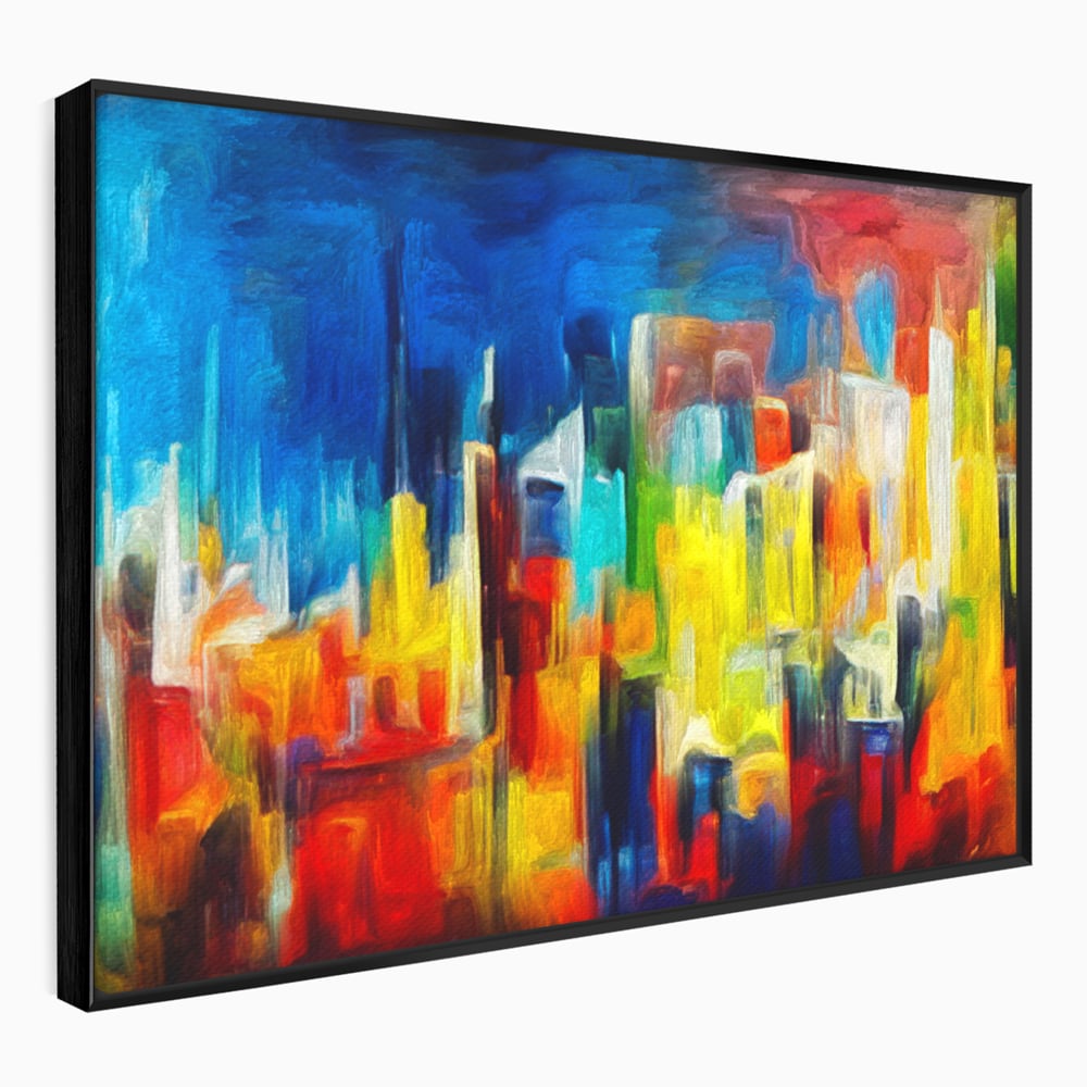 Tablou Canvas Premium LuxCanva® C1098, Downtown Painting Abstract ,Buildings, Abstract, Living Room, Bedroom, Relaxare, Culori Vibrante
