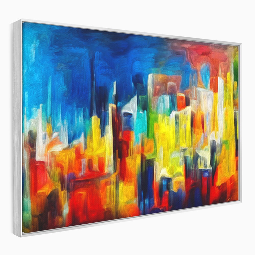 Tablou Canvas Premium LuxCanva® C1098, Downtown Painting Abstract ,Buildings, Abstract, Living Room, Bedroom, Relaxare, Culori Vibrante