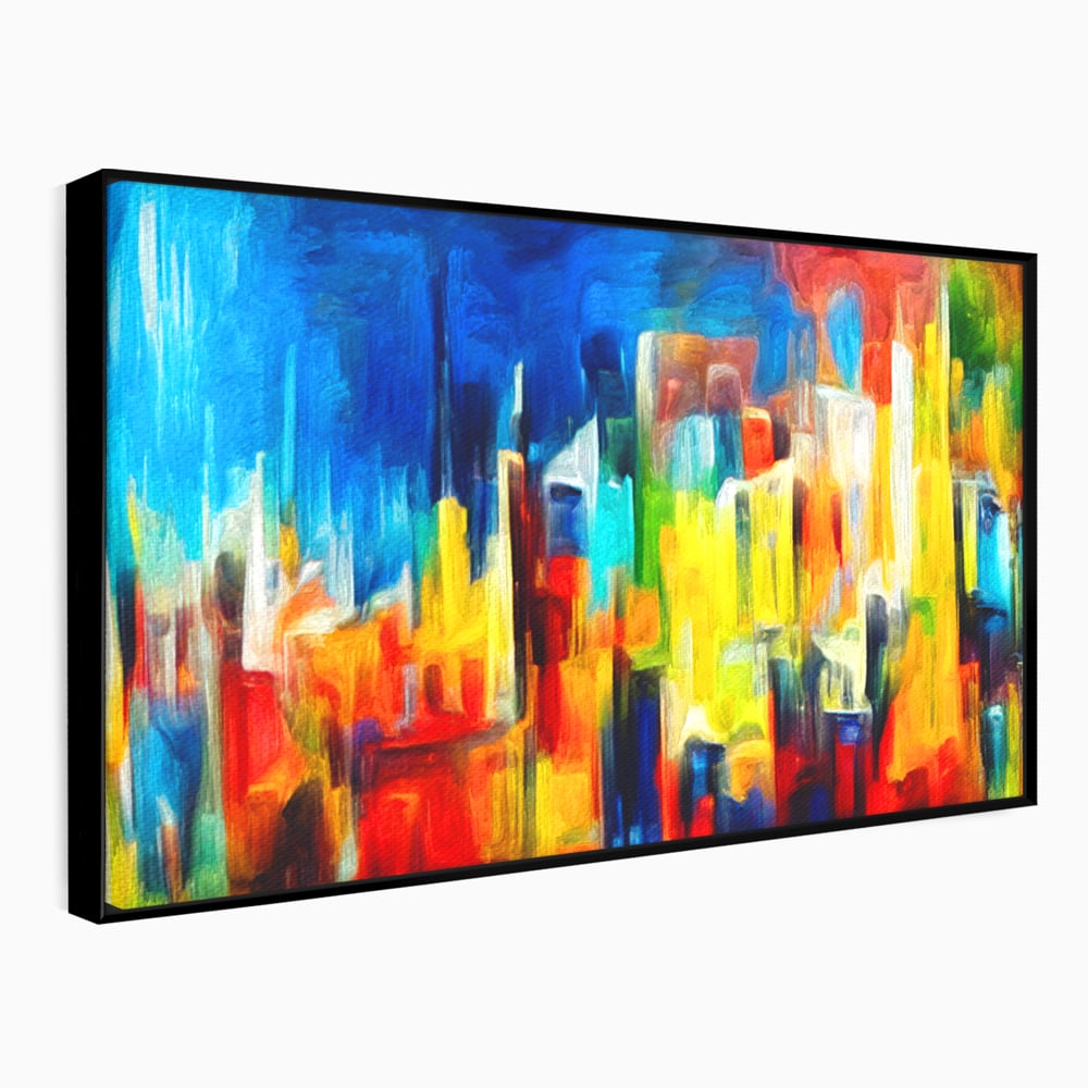Tablou Canvas Premium LuxCanva® C1098, Downtown Painting Abstract ,Buildings, Abstract, Living Room, Bedroom, Relaxare, Culori Vibrante