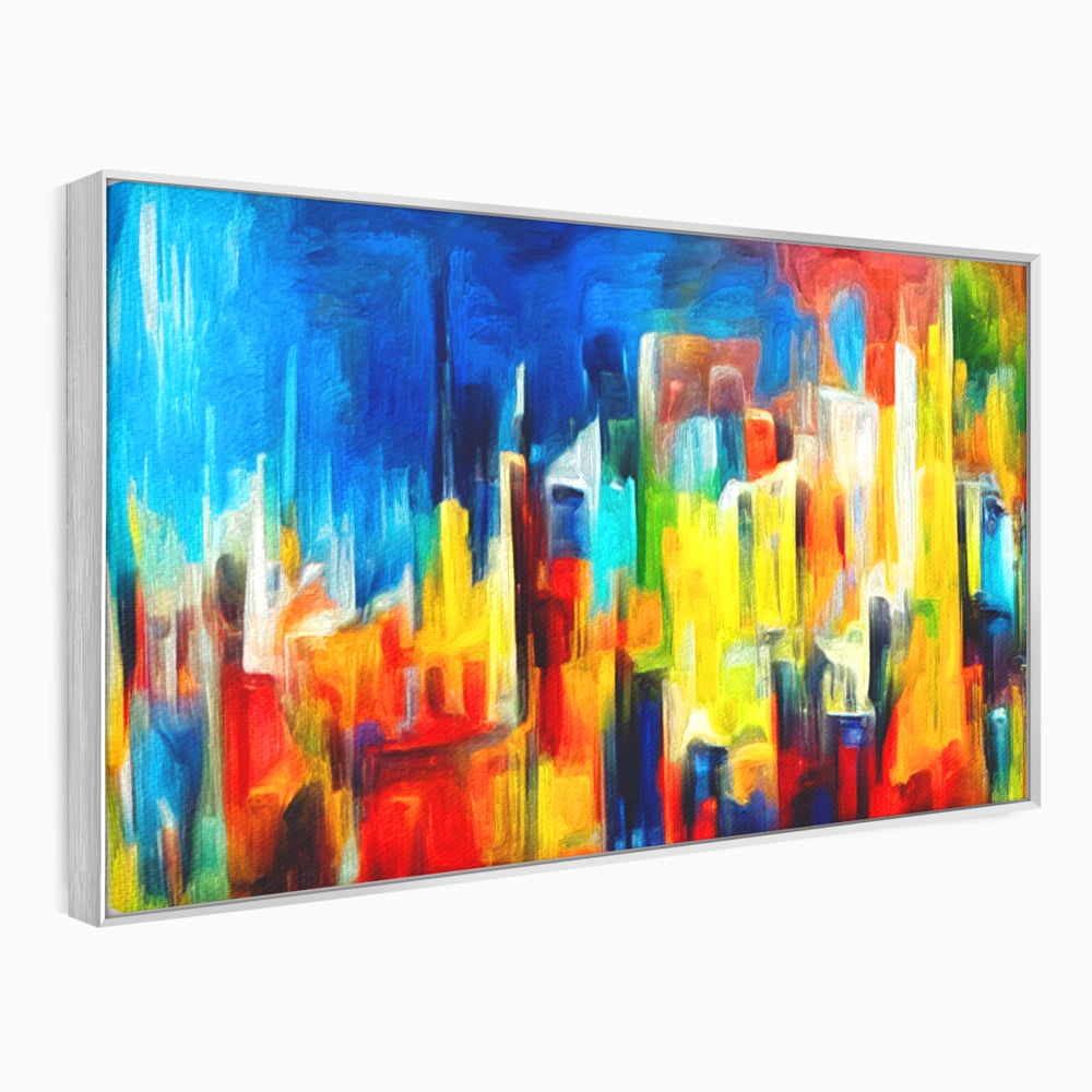 Tablou Canvas Premium LuxCanva® C1098, Downtown Painting Abstract ,Buildings, Abstract, Living Room, Bedroom, Relaxare, Culori Vibrante