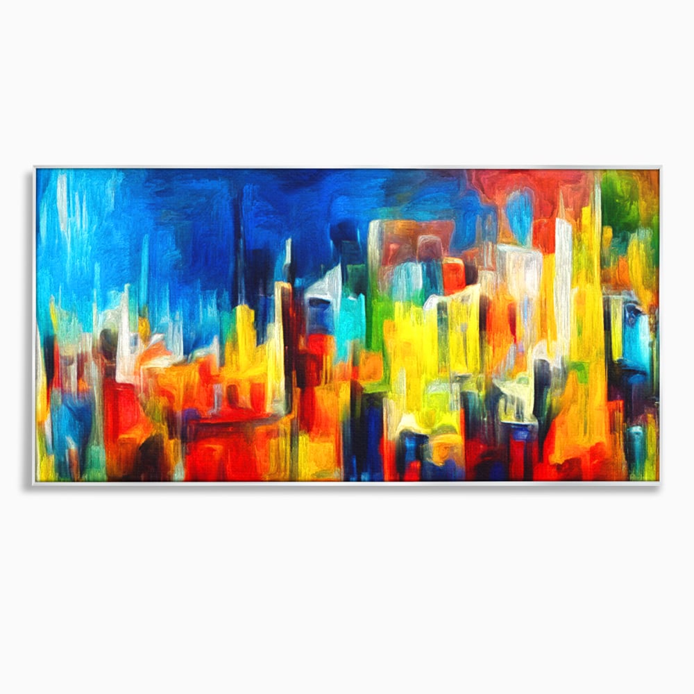 Tablou Canvas Premium LuxCanva® C1098, Downtown Painting Abstract ,Buildings, Abstract, Living Room, Bedroom, Relaxare, Culori Vibrante
