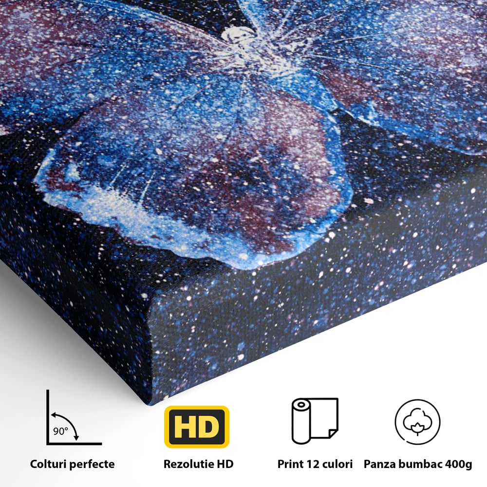 Tablou Canvas Premium LuxCanva® C1099, Fluture Stralucitor , Lumini, Fluture, Living Room, Office, Relaxare, Culori Vibrante