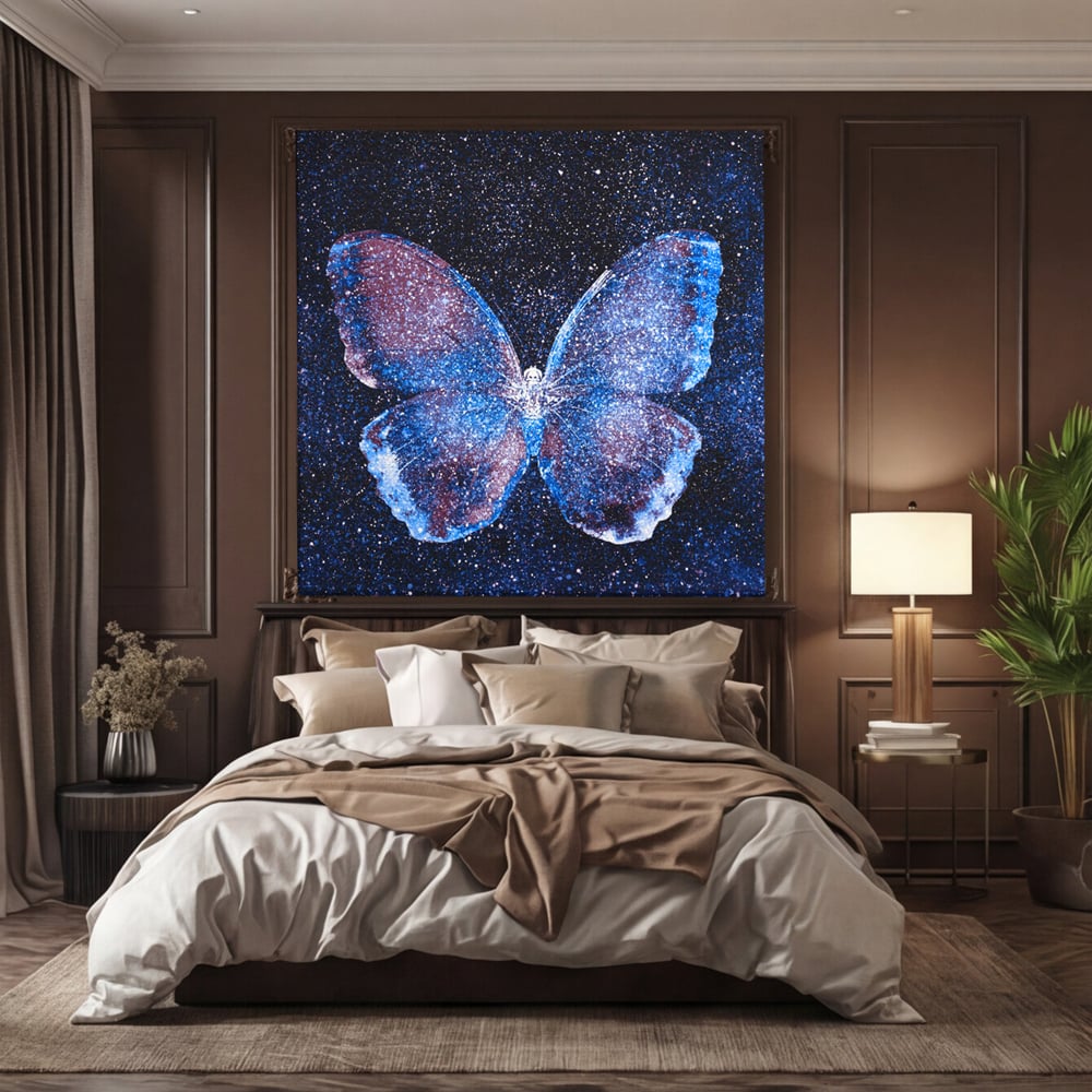 Tablou Canvas Premium LuxCanva® C1099, Fluture Stralucitor , Lumini, Fluture, Living Room, Office, Relaxare, Culori Vibrante
