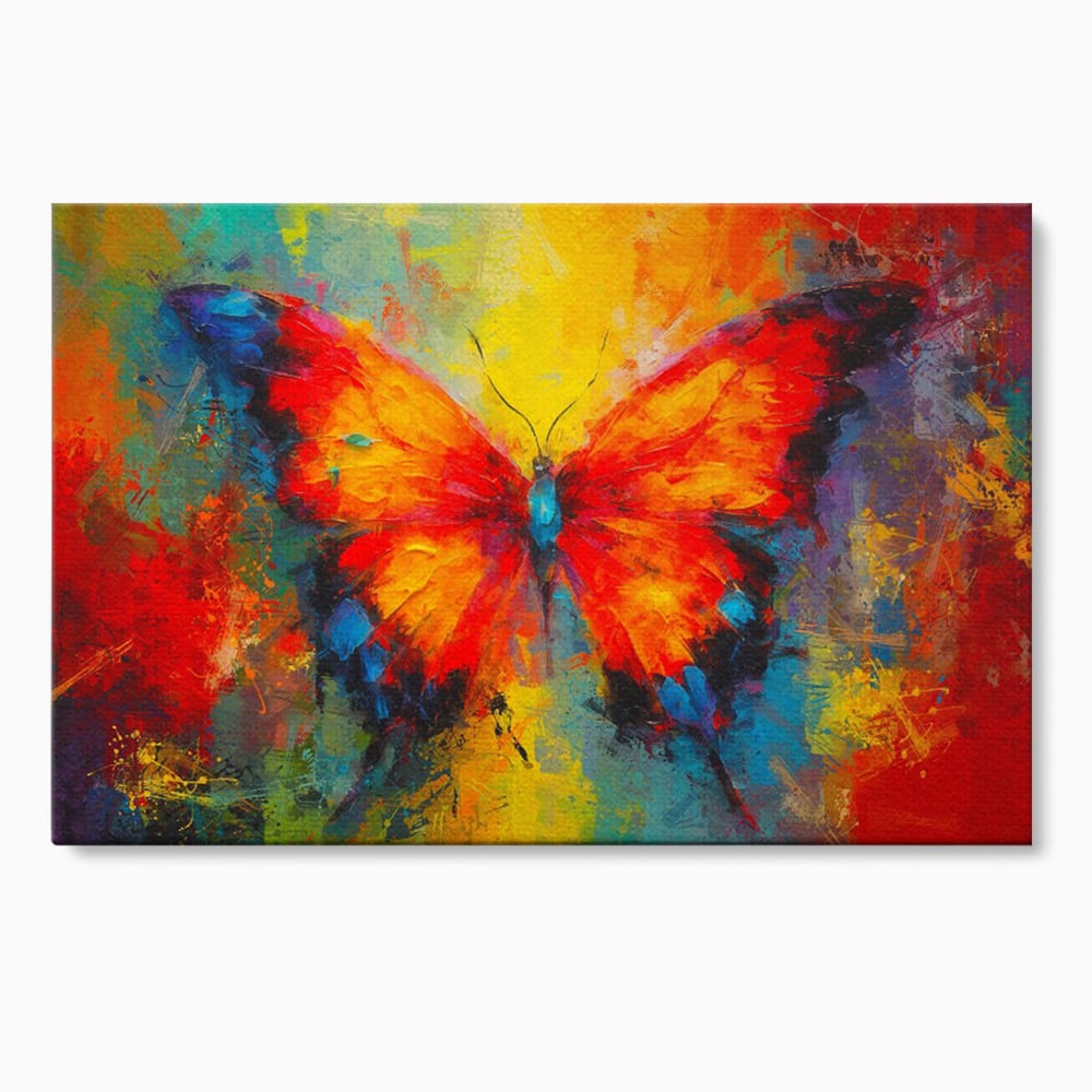 Leinwandbilder Premium LuxCanva® C1101, Bunter Schmetterling , Farben, Schmetterling, Wohnzimmer, Schlafzimmer, Entspannend, Lebendige Farben