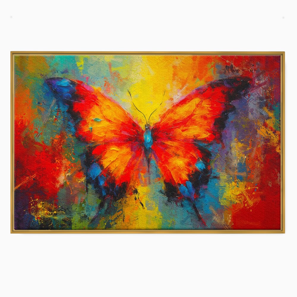 Leinwandbilder Premium LuxCanva® C1101, Bunter Schmetterling , Farben, Schmetterling, Wohnzimmer, Schlafzimmer, Entspannend, Lebendige Farben