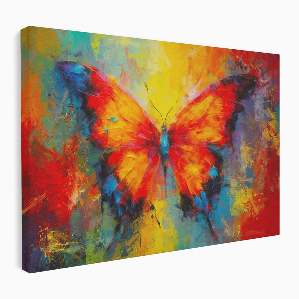 Leinwandbilder Premium LuxCanva® C1101, Bunter Schmetterling , Farben, Schmetterling, Wohnzimmer, Schlafzimmer, Entspannend, Lebendige Farben