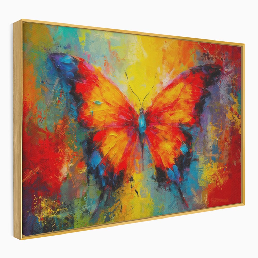 Leinwandbilder Premium LuxCanva® C1101, Bunter Schmetterling , Farben, Schmetterling, Wohnzimmer, Schlafzimmer, Entspannend, Lebendige Farben