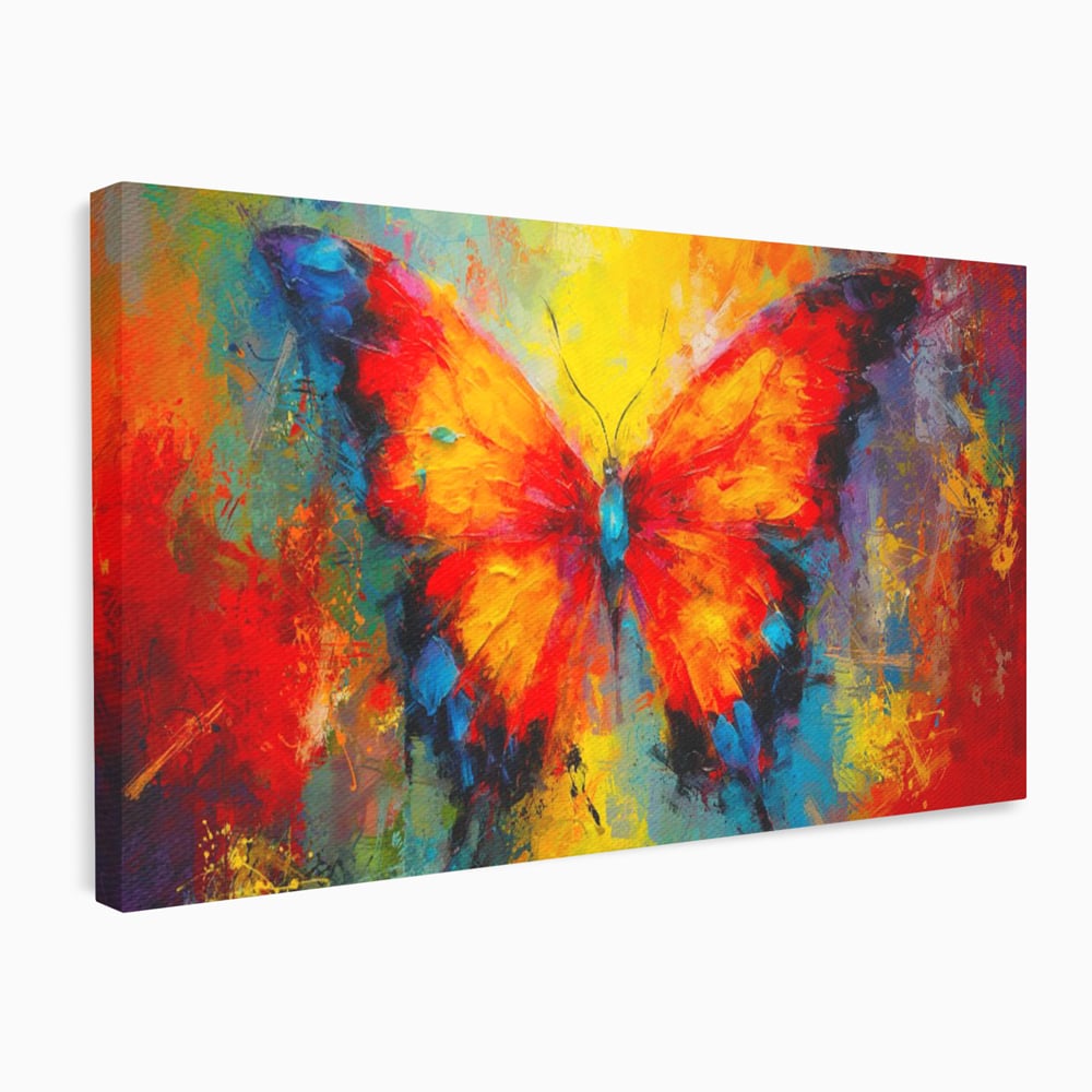Leinwandbilder Premium LuxCanva® C1101, Bunter Schmetterling , Farben, Schmetterling, Wohnzimmer, Schlafzimmer, Entspannend, Lebendige Farben