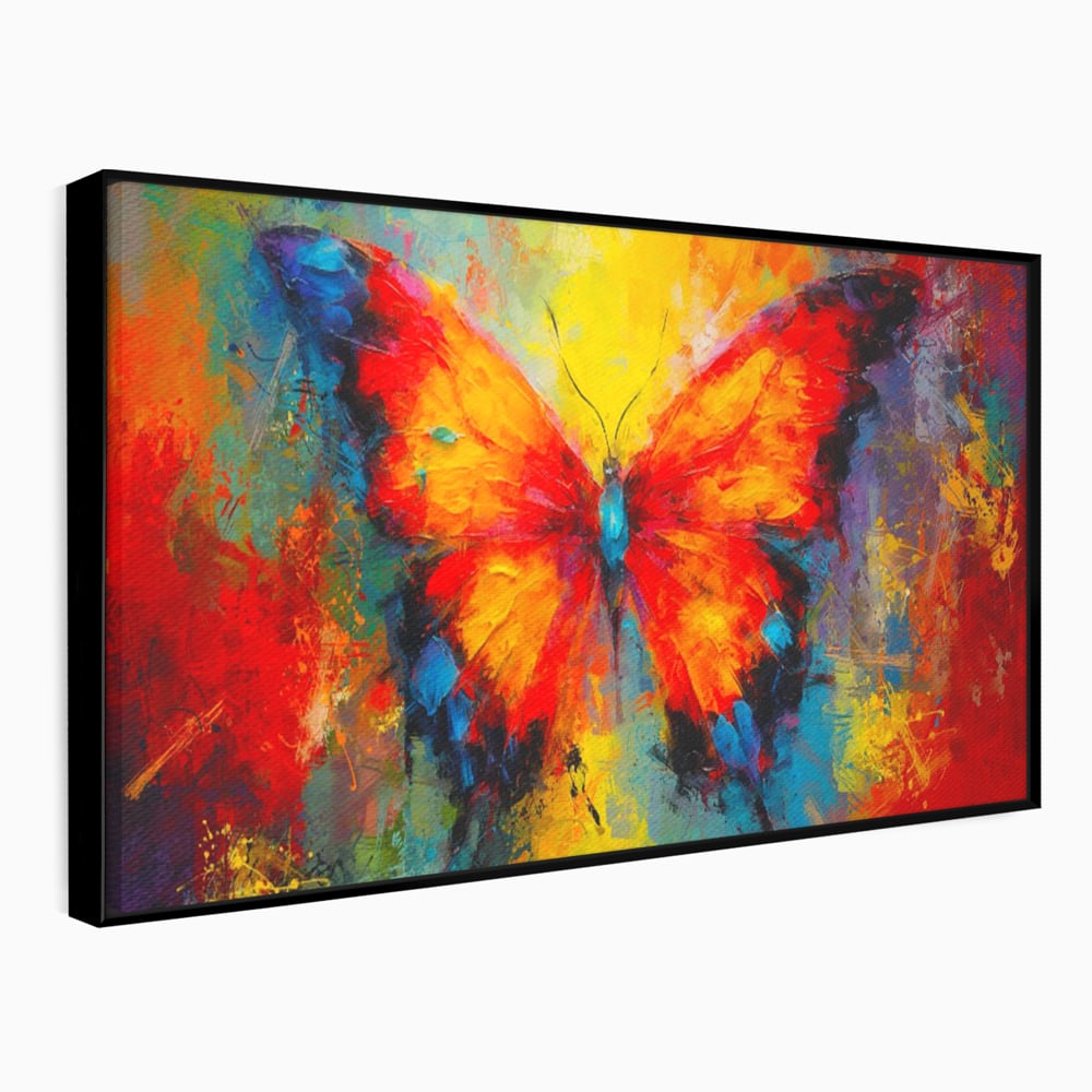 Leinwandbilder Premium LuxCanva® C1101, Bunter Schmetterling , Farben, Schmetterling, Wohnzimmer, Schlafzimmer, Entspannend, Lebendige Farben