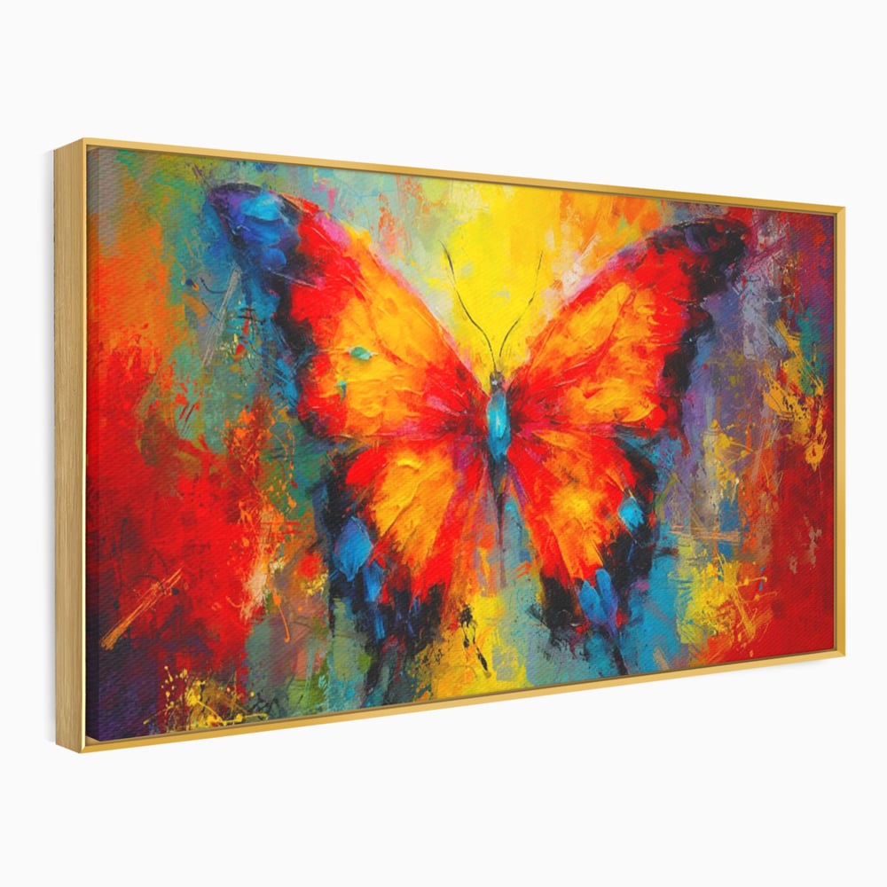 Leinwandbilder Premium LuxCanva® C1101, Bunter Schmetterling , Farben, Schmetterling, Wohnzimmer, Schlafzimmer, Entspannend, Lebendige Farben