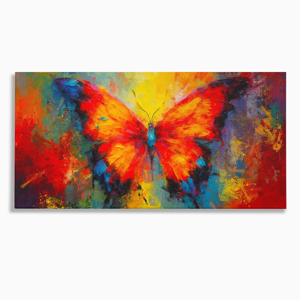 Leinwandbilder Premium LuxCanva® C1101, Bunter Schmetterling , Farben, Schmetterling, Wohnzimmer, Schlafzimmer, Entspannend, Lebendige Farben