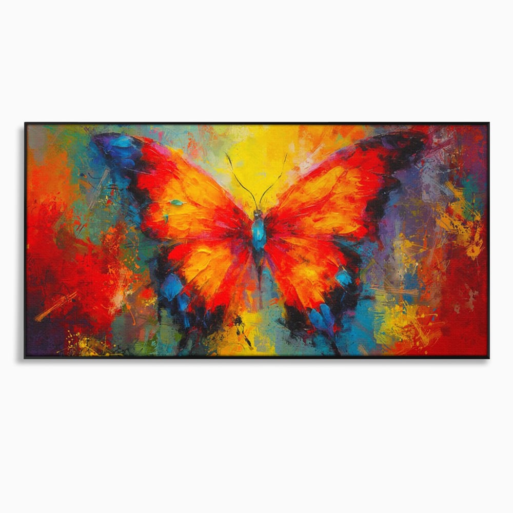 Leinwandbilder Premium LuxCanva® C1101, Bunter Schmetterling , Farben, Schmetterling, Wohnzimmer, Schlafzimmer, Entspannend, Lebendige Farben