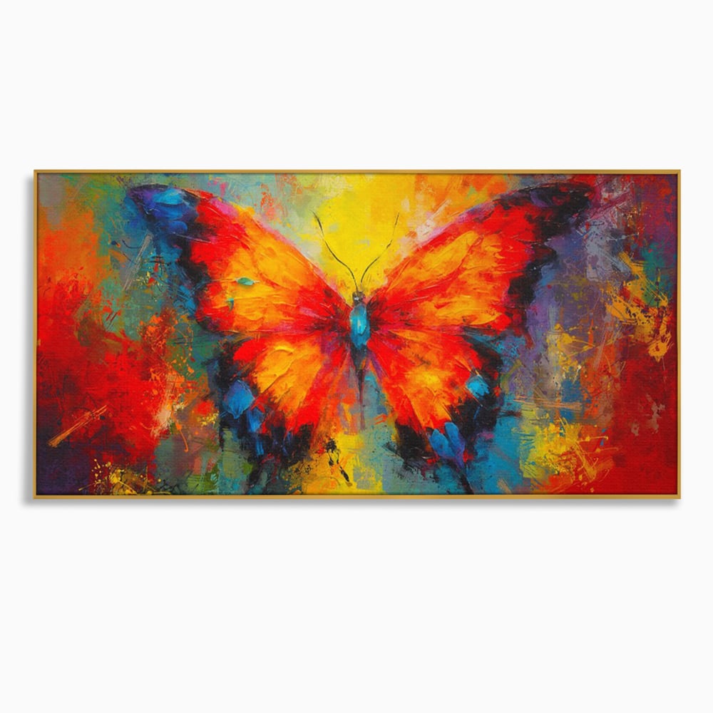Leinwandbilder Premium LuxCanva® C1101, Bunter Schmetterling , Farben, Schmetterling, Wohnzimmer, Schlafzimmer, Entspannend, Lebendige Farben