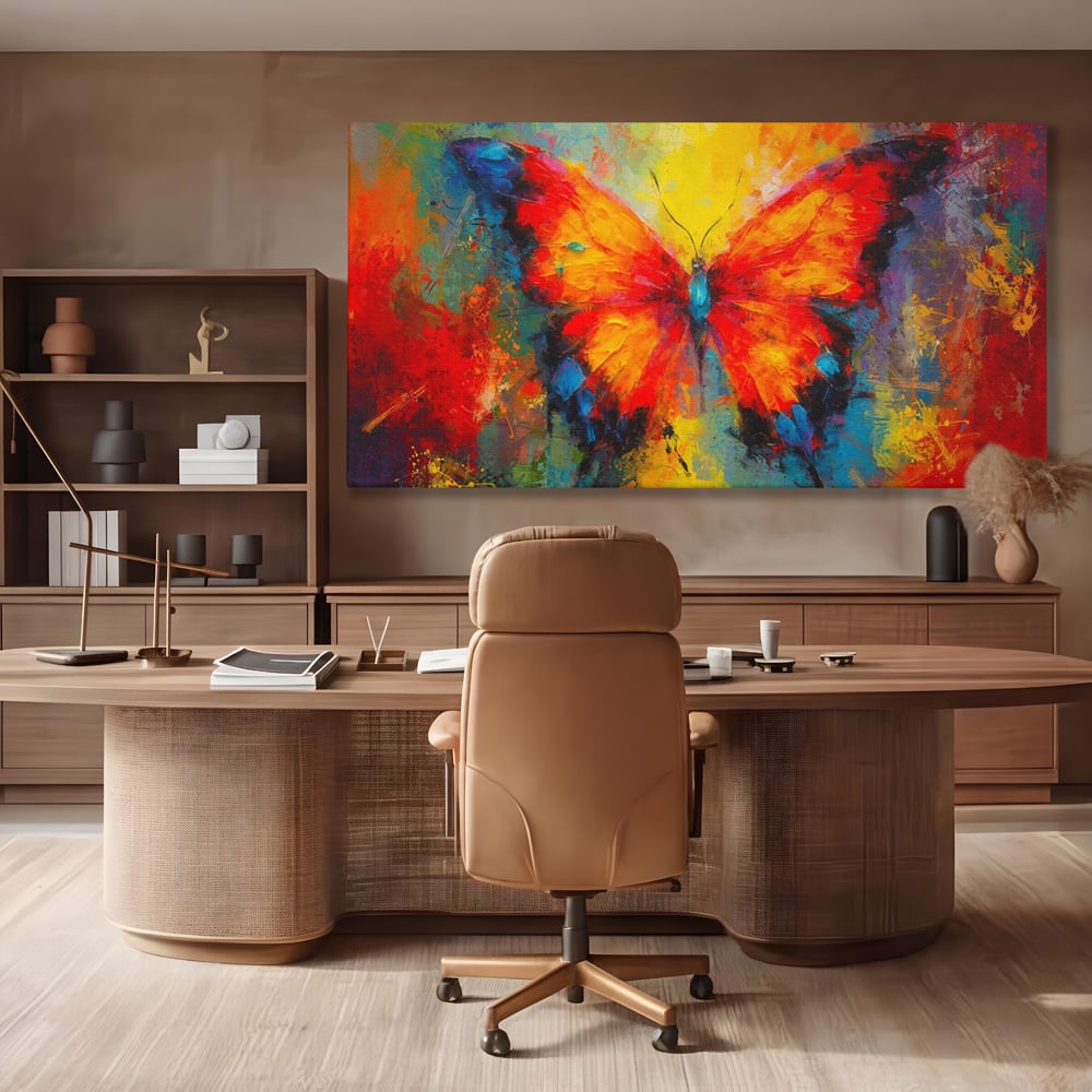 Leinwandbilder Premium LuxCanva® C1101, Bunter Schmetterling , Farben, Schmetterling, Wohnzimmer, Schlafzimmer, Entspannend, Lebendige Farben