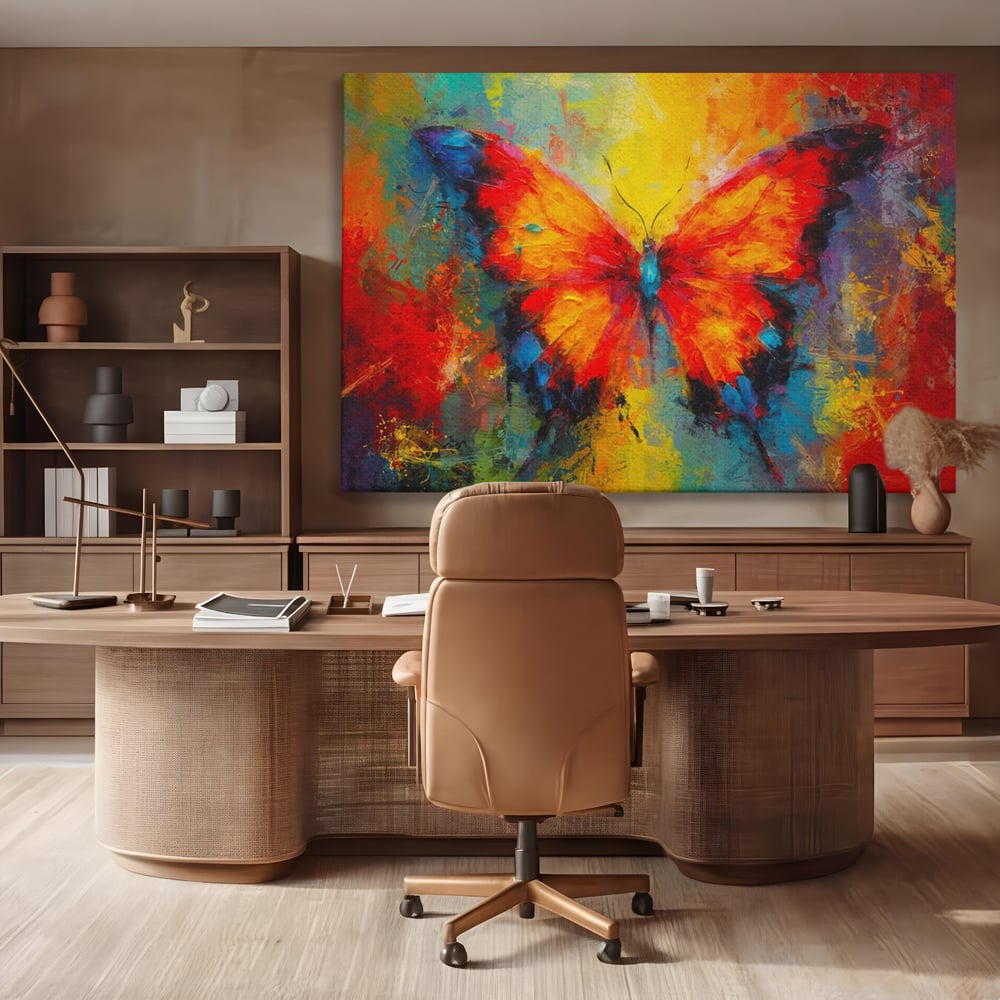 Leinwandbilder Premium LuxCanva® C1101, Bunter Schmetterling , Farben, Schmetterling, Wohnzimmer, Schlafzimmer, Entspannend, Lebendige Farben