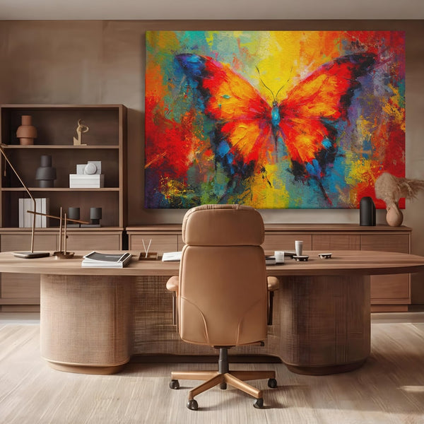 Leinwandbilder Premium LuxCanva® C1101, Bunter Schmetterling , Farben, Schmetterling, Wohnzimmer, Schlafzimmer, Entspannend, Lebendige Farben