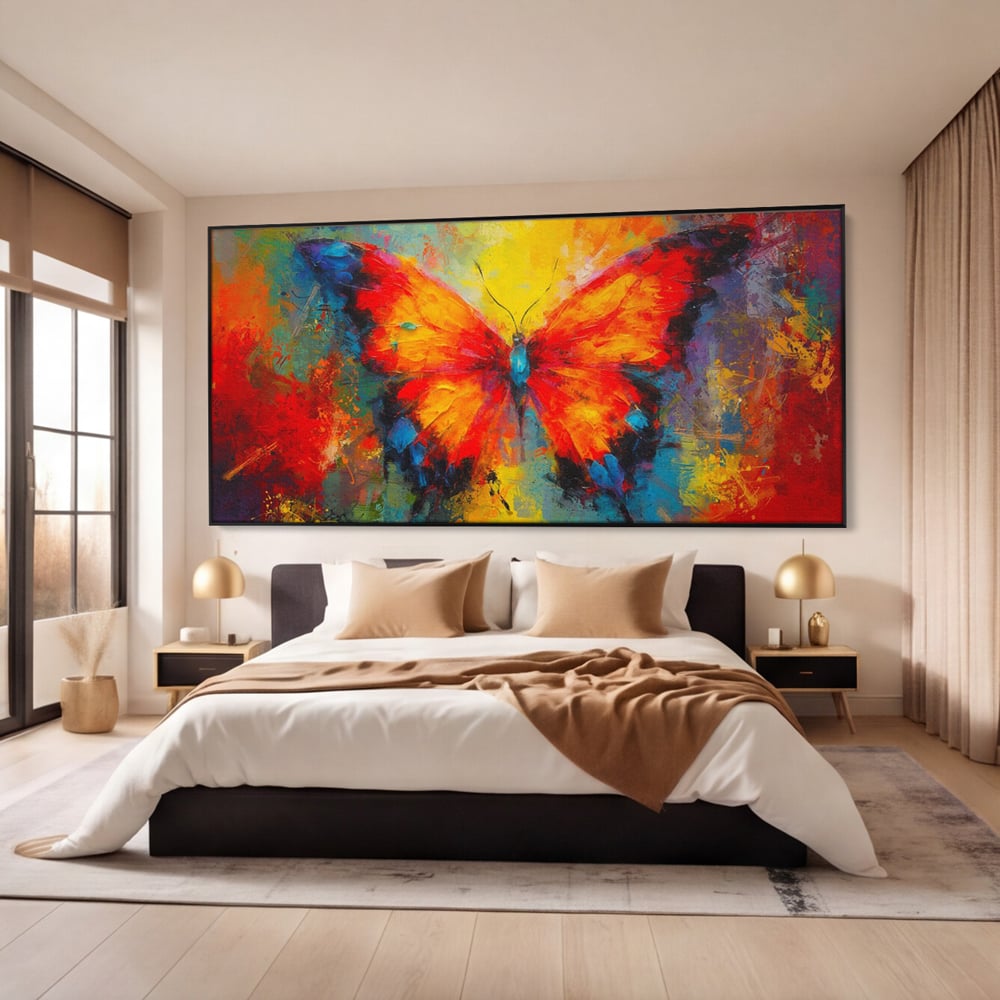 Leinwandbilder Premium LuxCanva® C1101, Bunter Schmetterling , Farben, Schmetterling, Wohnzimmer, Schlafzimmer, Entspannend, Lebendige Farben