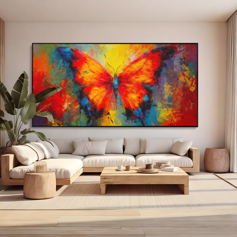 Leinwandbilder Premium LuxCanva® C1101, Bunter Schmetterling , Farben, Schmetterling, Wohnzimmer, Schlafzimmer, Entspannend, Lebendige Farben