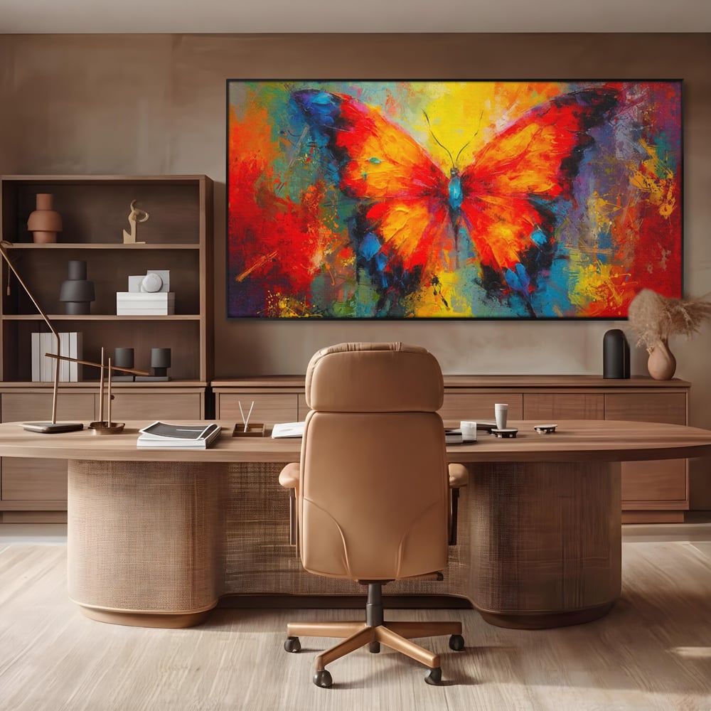 Leinwandbilder Premium LuxCanva® C1101, Bunter Schmetterling , Farben, Schmetterling, Wohnzimmer, Schlafzimmer, Entspannend, Lebendige Farben