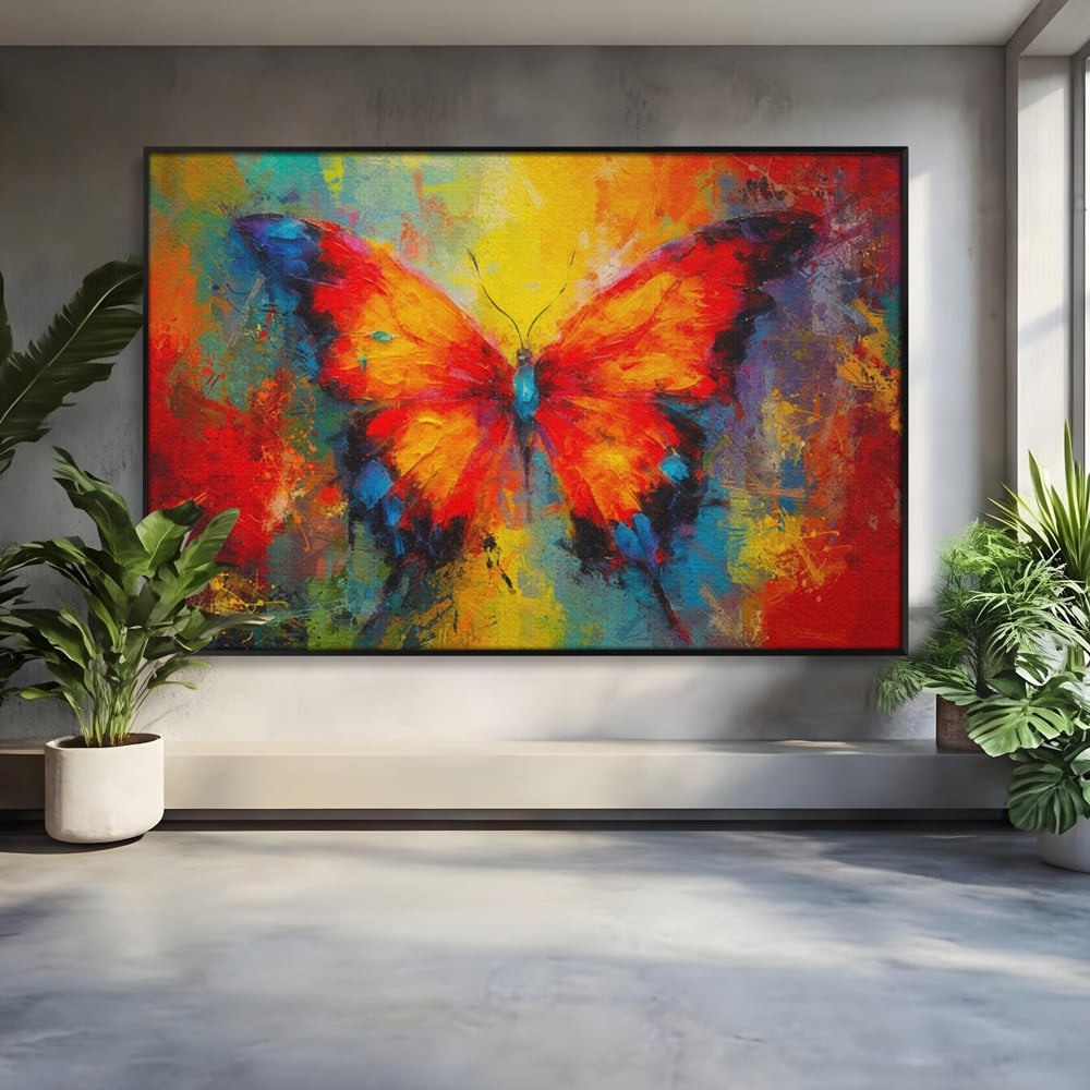 Leinwandbilder Premium LuxCanva® C1101, Bunter Schmetterling , Farben, Schmetterling, Wohnzimmer, Schlafzimmer, Entspannend, Lebendige Farben