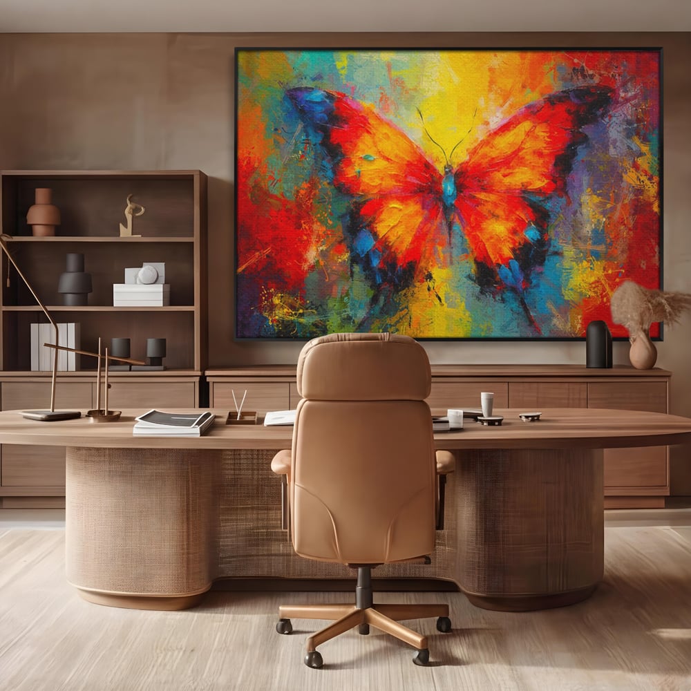Leinwandbilder Premium LuxCanva® C1101, Bunter Schmetterling , Farben, Schmetterling, Wohnzimmer, Schlafzimmer, Entspannend, Lebendige Farben