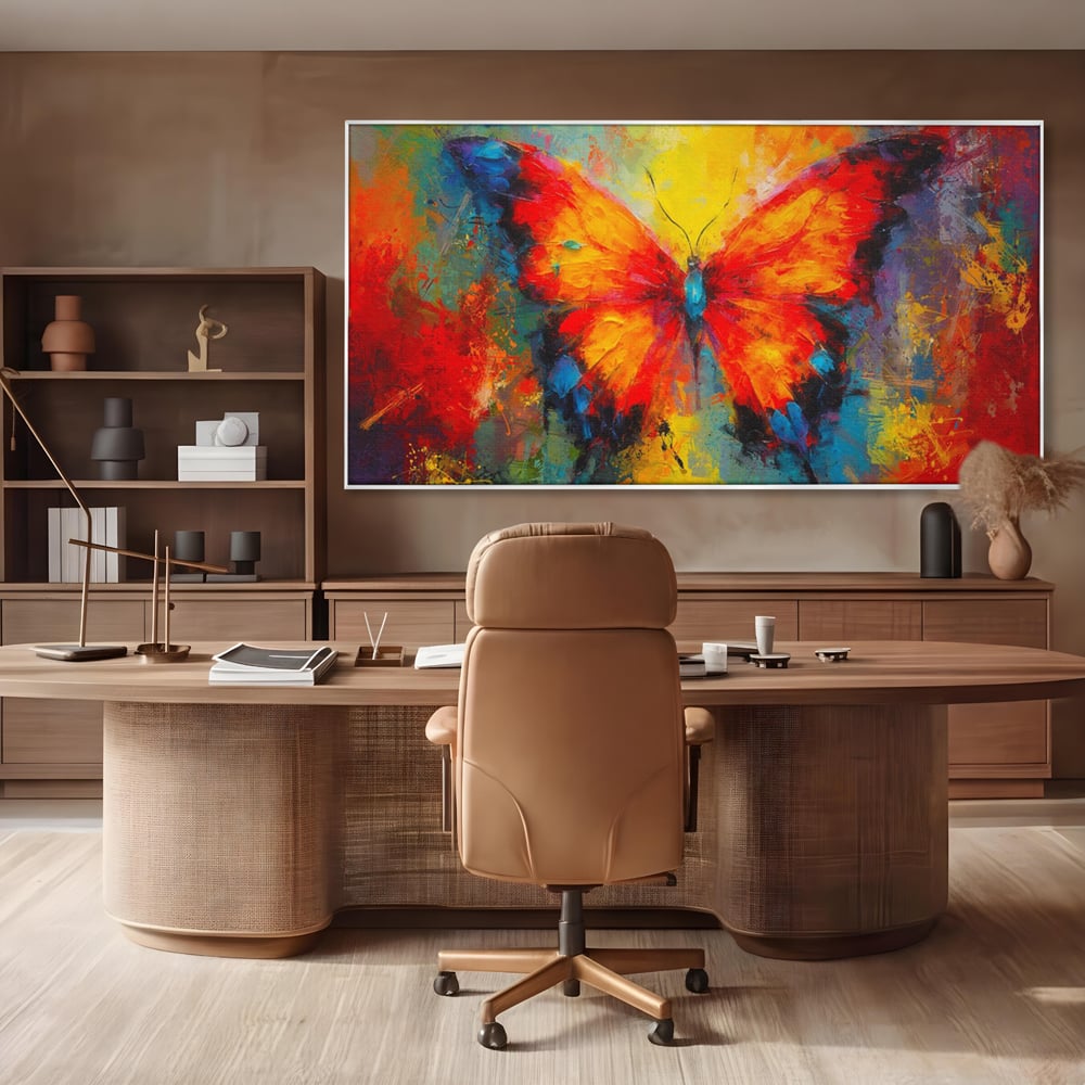Leinwandbilder Premium LuxCanva® C1101, Bunter Schmetterling , Farben, Schmetterling, Wohnzimmer, Schlafzimmer, Entspannend, Lebendige Farben