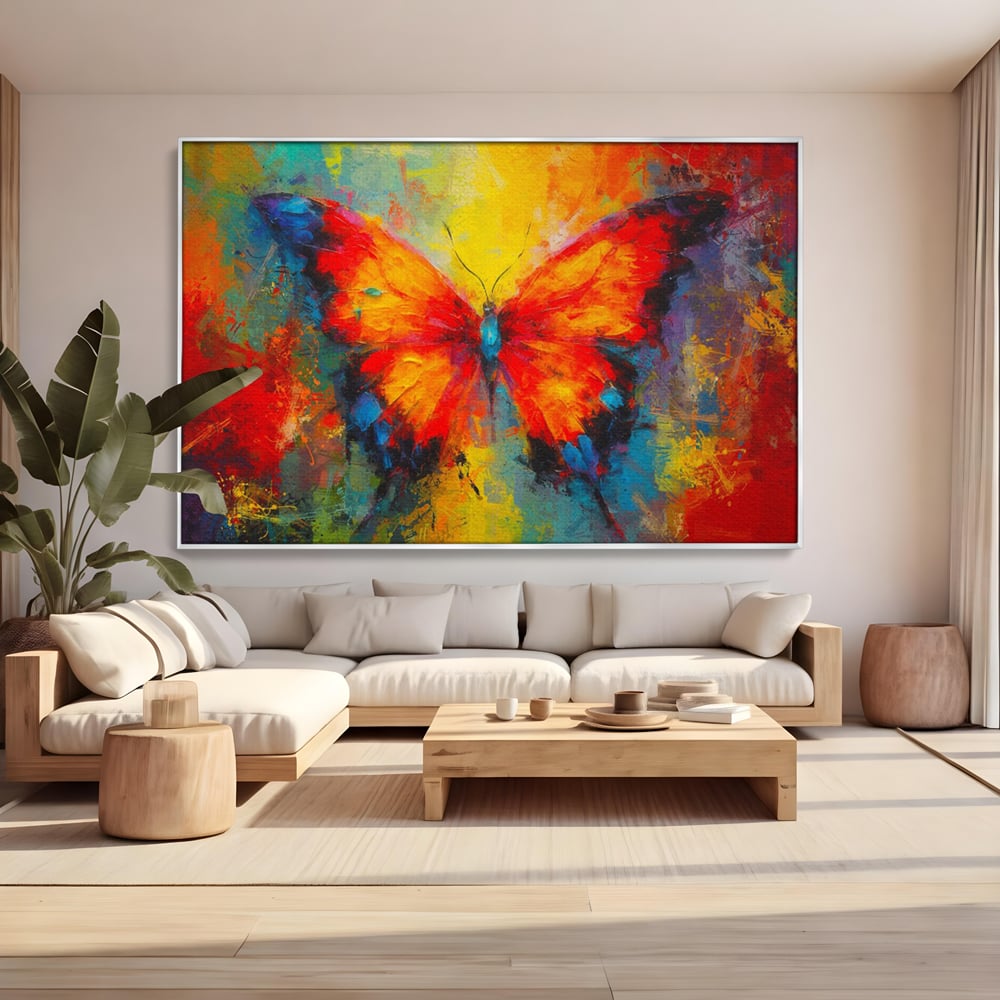 Leinwandbilder Premium LuxCanva® C1101, Bunter Schmetterling , Farben, Schmetterling, Wohnzimmer, Schlafzimmer, Entspannend, Lebendige Farben