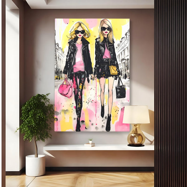 Tablou Canvas Premium LuxCanva® C1104, Fashion Girls , Culori, Moda, Fete, Living Room, Bedroom, Relaxare, Culori Vibrante