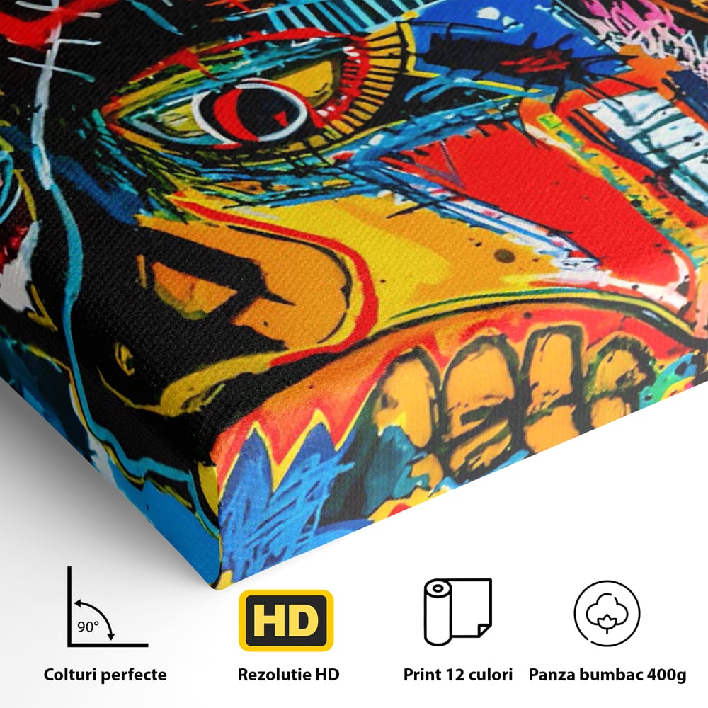 Tablou Canvas Premium LuxCanva® C1106, Pop Art Painting , Culori, Pop Art, Face, Abstract, Game Room, Relaxare, Culori Vibrante
