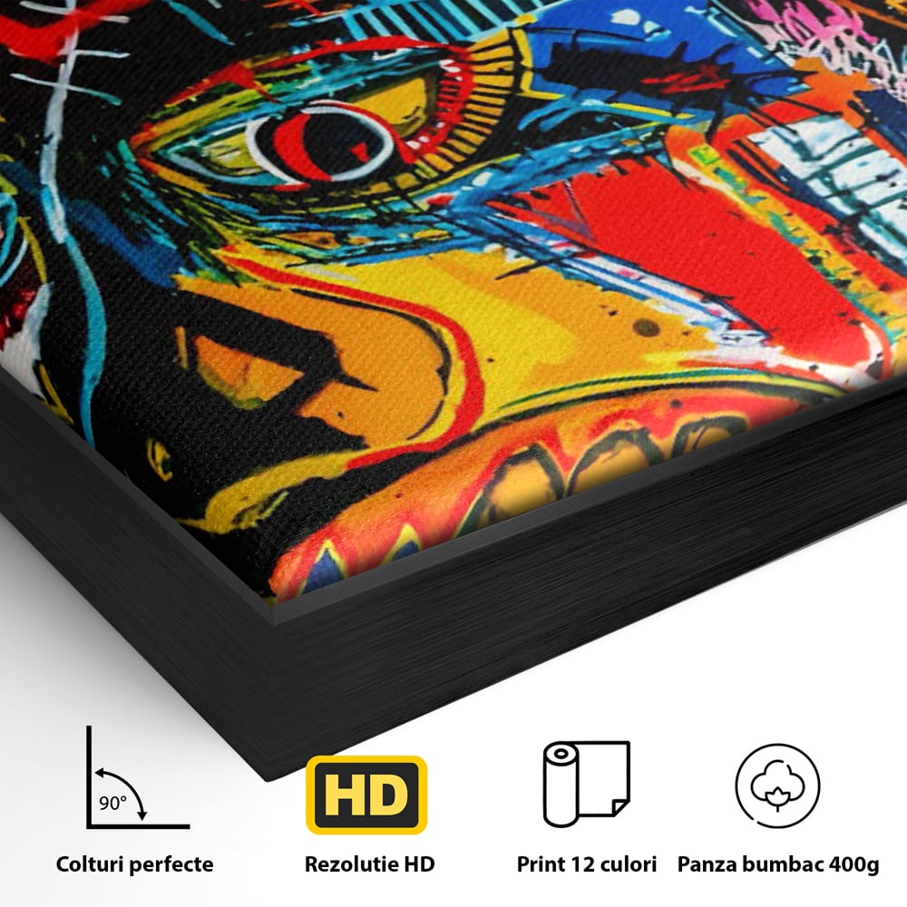 Tablou Canvas Premium LuxCanva® C1106, Pop Art Painting , Culori, Pop Art, Face, Abstract, Game Room, Relaxare, Culori Vibrante