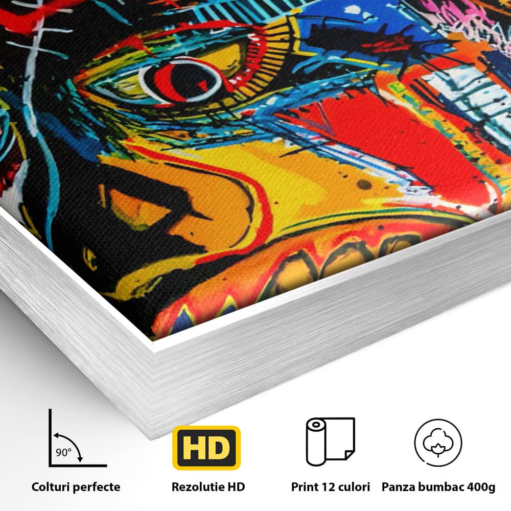 Tablou Canvas Premium LuxCanva® C1106, Pop Art Painting , Culori, Pop Art, Face, Abstract, Game Room, Relaxare, Culori Vibrante
