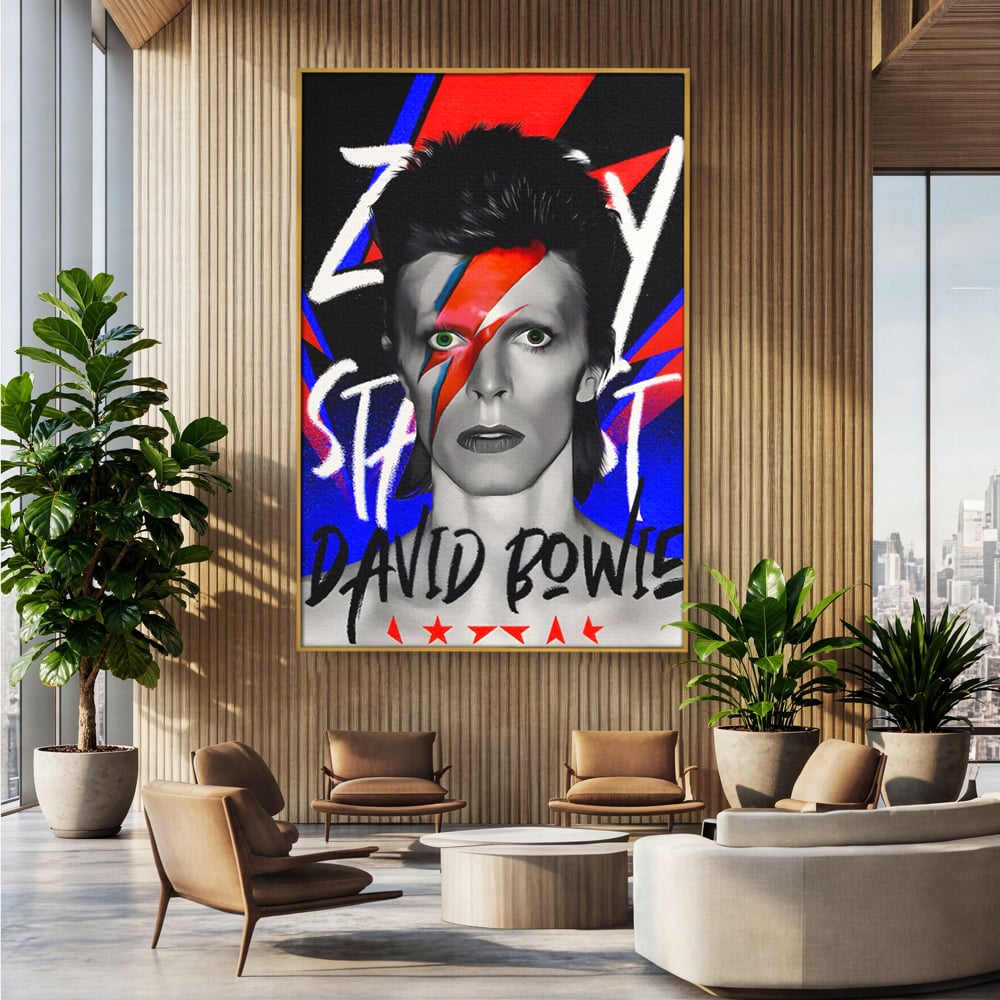 Tablou Canvas Premium LuxCanva® C1107, Portrait Of David Bowie , Culori, Artist, Singer, Game Room, Bar, Relaxare, Culori Vibrante