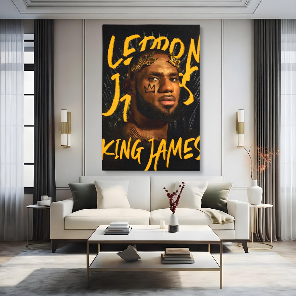Tablou Canvas Premium LuxCanva® C1108, Lebron James , Culori, Basketball, Lebron, Game Room, Bar, Relaxare, Culori Vibrante