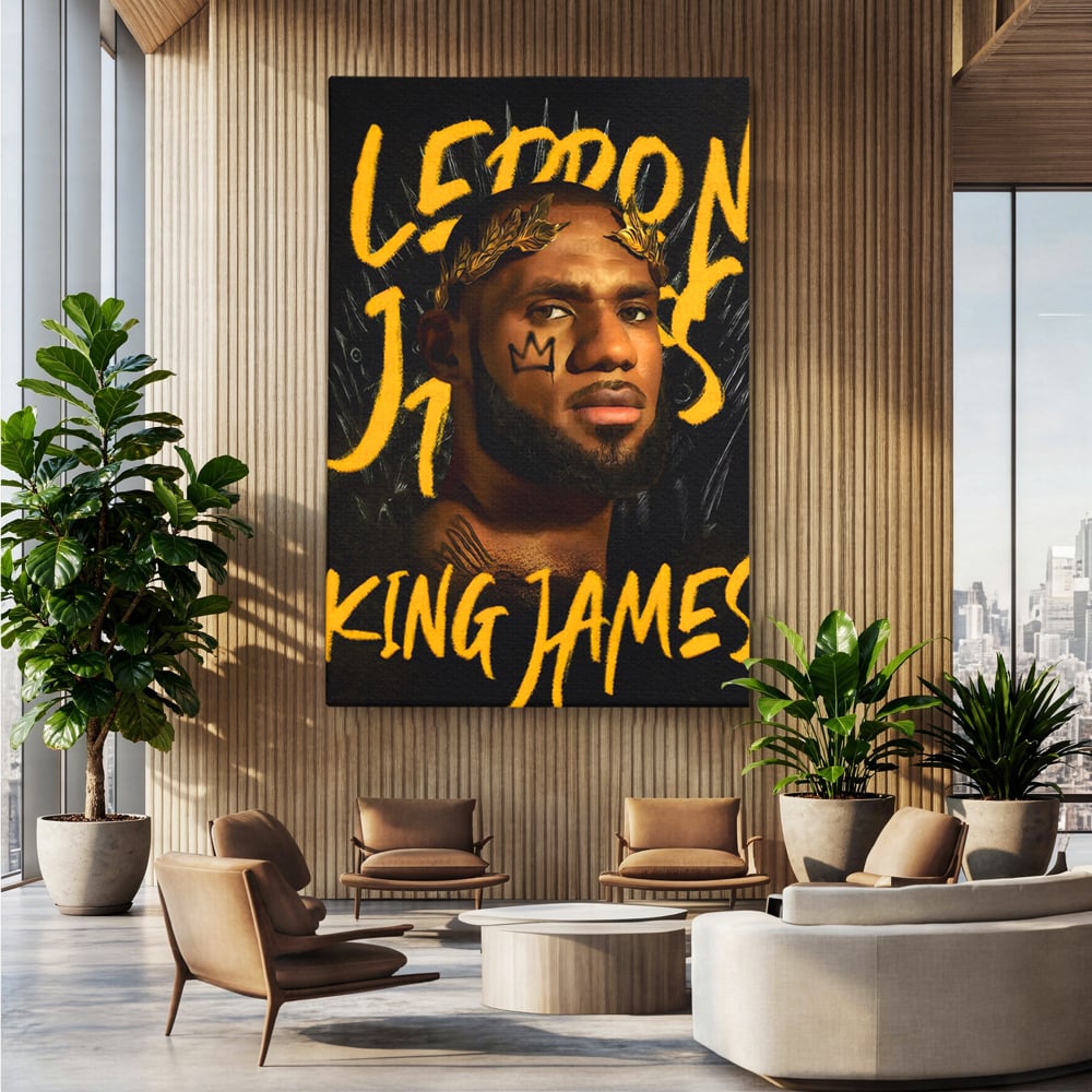 Tablou Canvas Premium LuxCanva® C1108, Lebron James , Culori, Basketball, Lebron, Game Room, Bar, Relaxare, Culori Vibrante