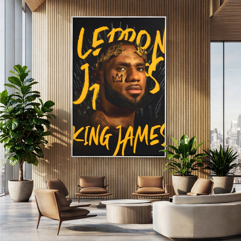 Tablou Canvas Premium LuxCanva® C1108, Lebron James , Culori, Basketball, Lebron, Game Room, Bar, Relaxare, Culori Vibrante