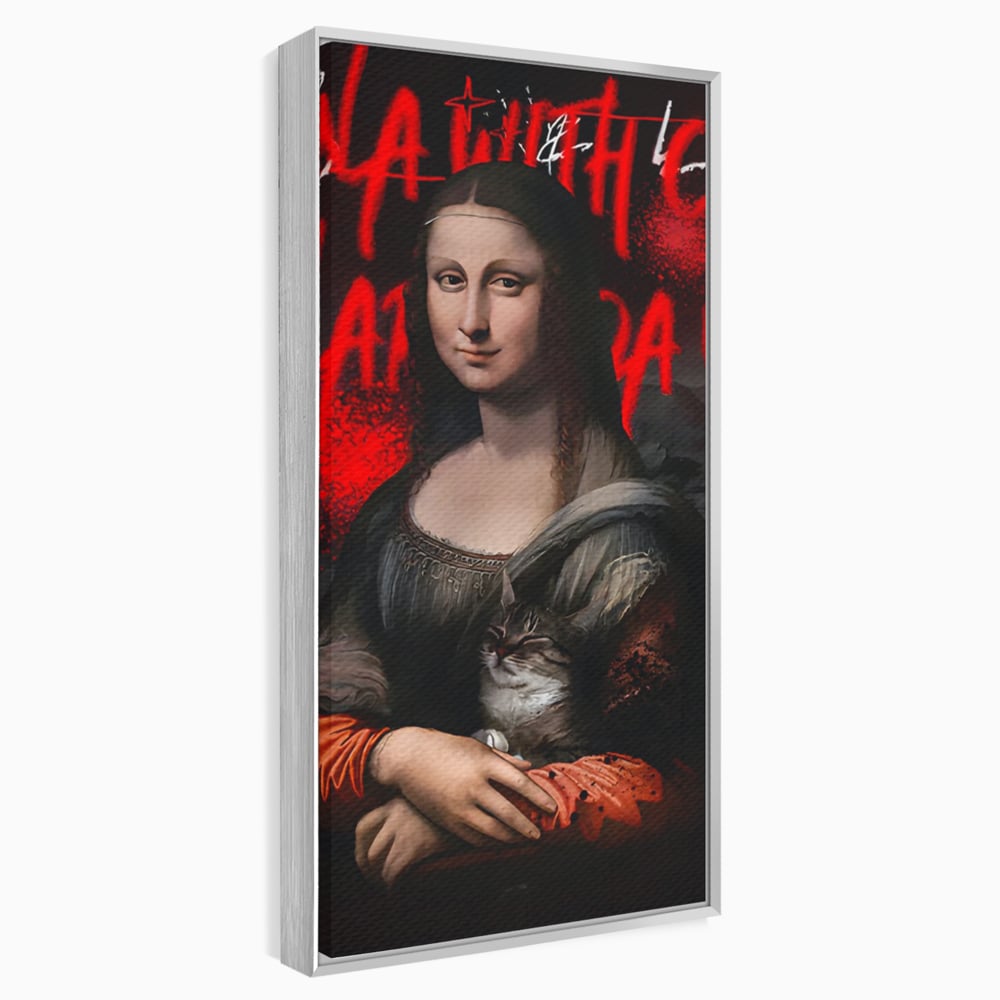 Tablou Canvas Premium LuxCanva® C1109, Lisa With Cat , Culori, Da Vinci, Mona Lisa, Living Room, Painting, Office, Relaxare, Culori Vibrante