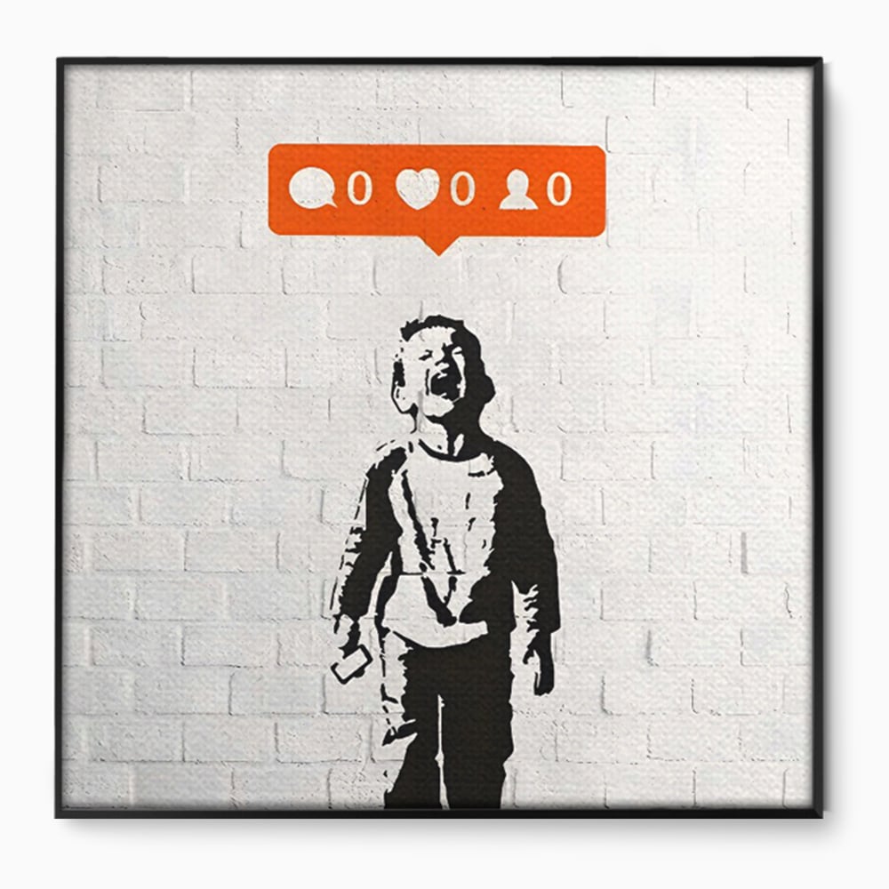 Tablou Canvas Premium LuxCanva® C1110, Social Media Addiction , Copil, Zambet, Game Room, Bar, Relaxare, Culori Vibrante