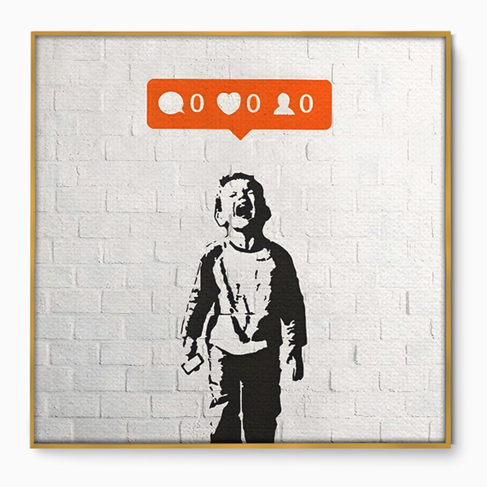 Tablou Canvas Premium LuxCanva® C1110, Social Media Addiction , Copil, Zambet, Game Room, Bar, Relaxare, Culori Vibrante