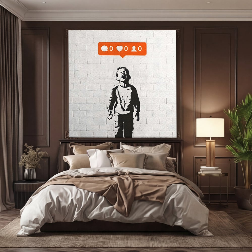 Tablou Canvas Premium LuxCanva® C1110, Social Media Addiction , Copil, Zambet, Game Room, Bar, Relaxare, Culori Vibrante