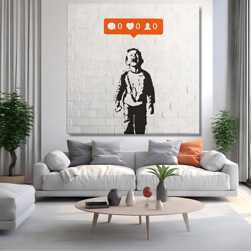 Tablou Canvas Premium LuxCanva® C1110, Social Media Addiction , Copil, Zambet, Game Room, Bar, Relaxare, Culori Vibrante