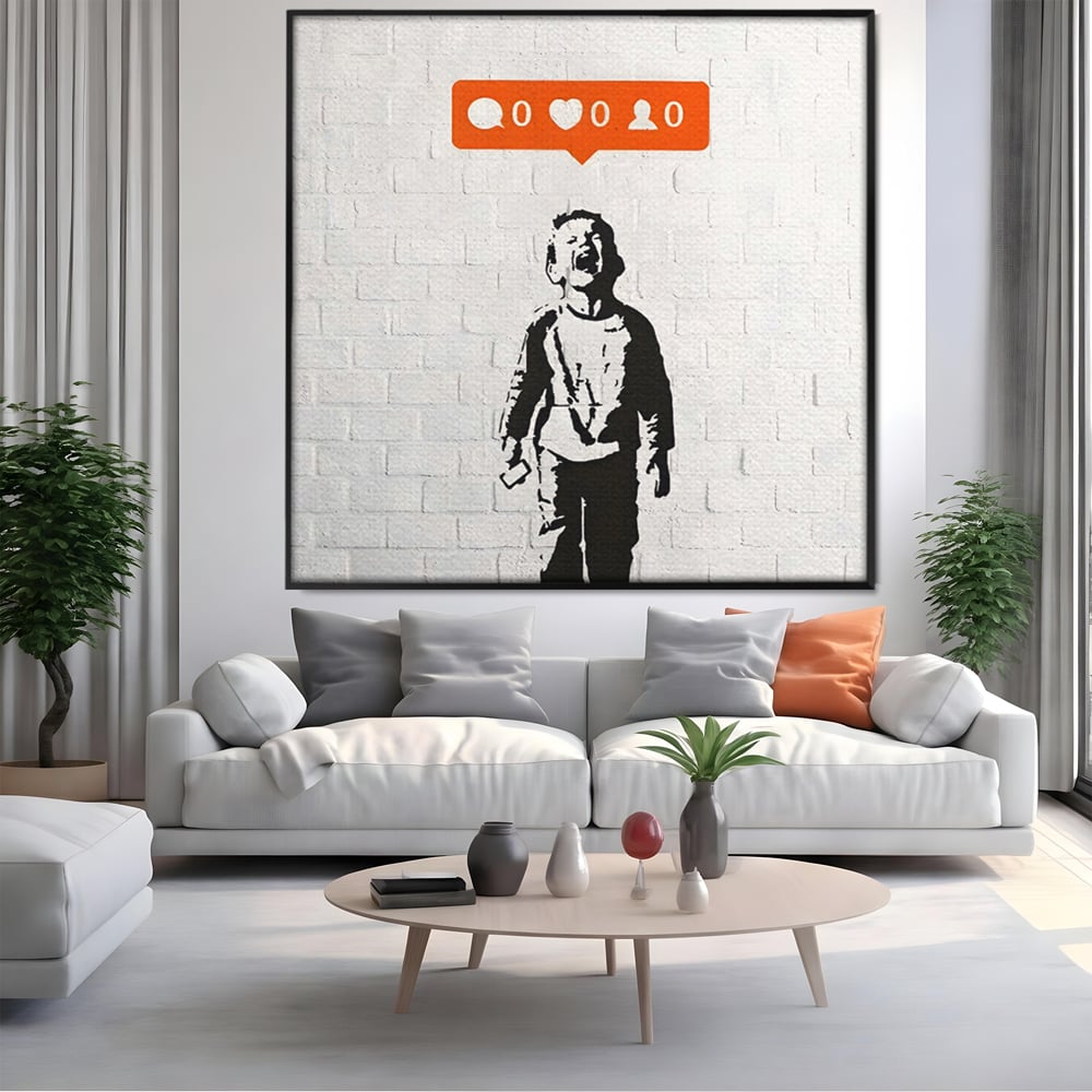 Tablou Canvas Premium LuxCanva® C1110, Social Media Addiction , Copil, Zambet, Game Room, Bar, Relaxare, Culori Vibrante